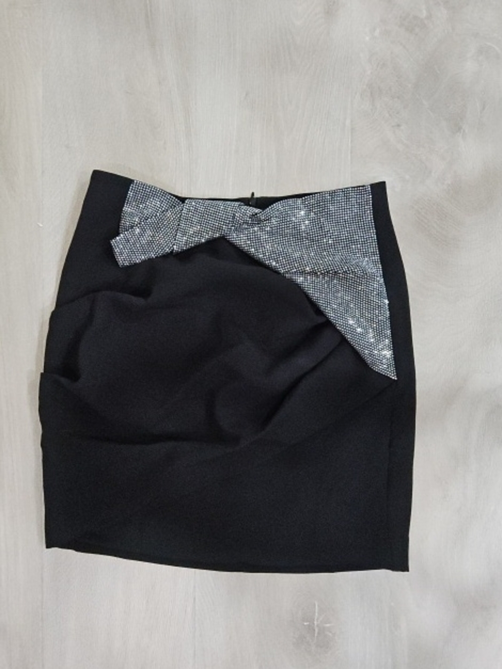 IRO Black Mini Skirt with Silver Bow Detail